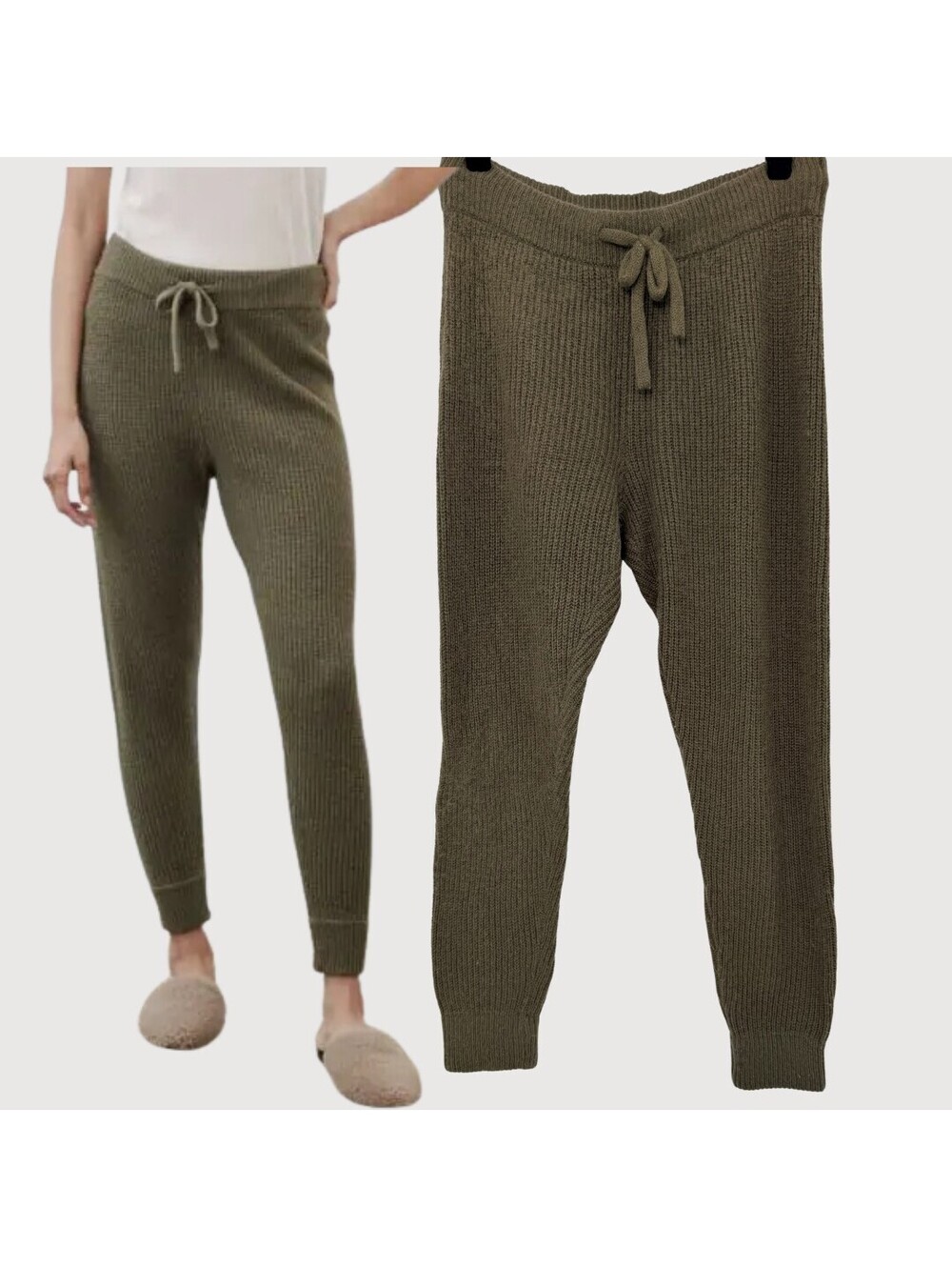 Jenni Kayne Alpaca Fisherman Sweatpants Olive Wool S